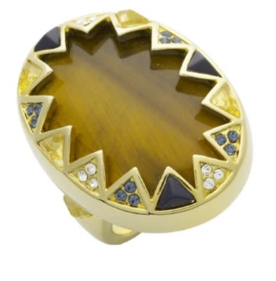 NUEVA CASA DE ANILLO BOHO OVALADO OJO DE TIGRE TONO DORADO HARLOW CRISTAL 5 6 7 8 Foto 1 de 4