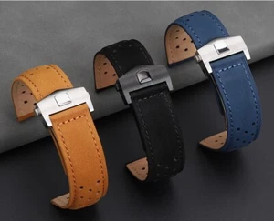 For TAG HEUER Carrera Monaco Retro Frosted Cowhide Strap Folding Buckle Style 22 - Picture 1 of 25