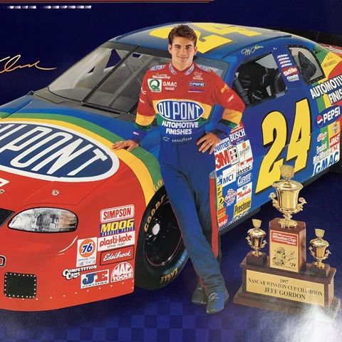 Vintage 1998 NASCAR Jeff Gordon #24 Poster DuPont NASCAR 1997 Champion 22” x 18” Cover