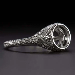 ART DECO STYLE VINTAGE SEMI-MOUNT BEZEL SETTING ROUND FINE RING 14K SOLITAIRE - Picture 1 of 4