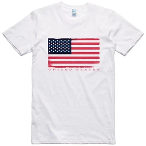 USA Flag T Shirt Vintage Style Logo Cotton Tee - Picture 1 of 1