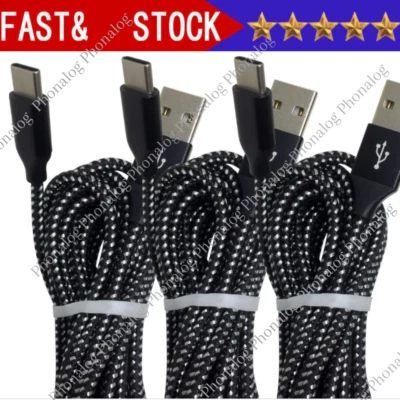 Braided USB C Type-C Fast Charging Charger Cable Cord 10FT For Samsung iPhone 15 - Image 1 of 4