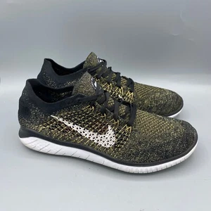 Nike Shoes Free RN Flyknit 2018 Black Club Gold 942838-005 Mens Sneaker Size 9.5 - Picture 1 of 7