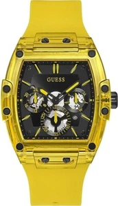 Guess Men’s Quartz Yellow Watch GW0203G6 Silicone Strap Black Dial 43mm - Picture 1 of 3
