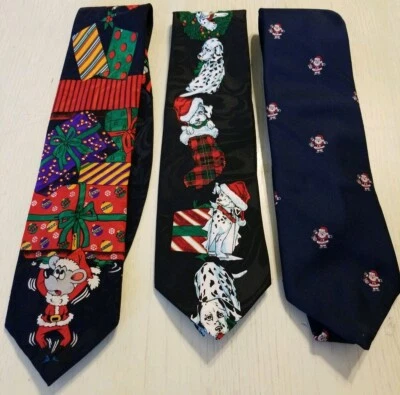 Lote de 3 Corbatas Navidad Vacaciones Corbata Ratón Dálmatas Papá Noel  Foto 1 de 4