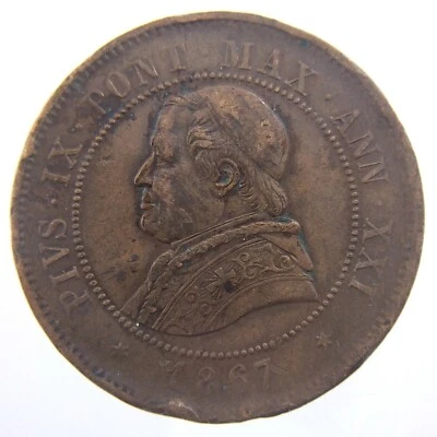 1867 Twenty 20 Centesimi Papal States 4 Soldi R Circulated Coin R106 - Image 1 of 4