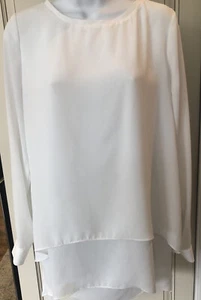 Joan Vass Women's M Scoop Neck Long Sleeve Ivory Tunic Shirt  EUC - Picture 1 of 4