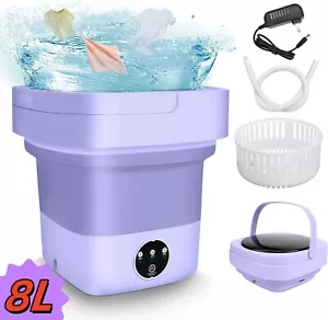8L Portable Washing Machine Mini Washer Foldable Washer Spin Dryer Small Travel - Picture 1 of 16