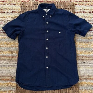 Rogue Territory RGT Indigo Blue Short Sleeve Denim Button Down Shirt Mens Medium - Picture 1 of 3