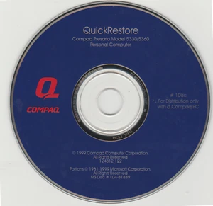 QuickRestore - Compag Presario Model 5330/5360 Personal Computer - 2 CDs ONLY - Picture 1 of 2