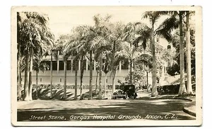 Vintage Postcard RPPC CANAL ZONE Gorgas Hospital Grounds Street Scene 1939 - Picture 1 of 2