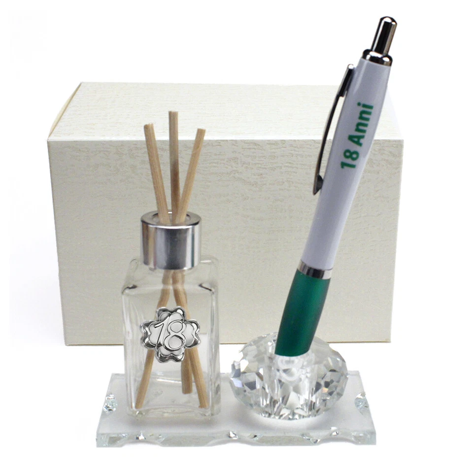 DLMBOMBONIERE 32925 Bomboniere Profumatore 18 Anni Compleanno PortaPenne Cristallo Penna
