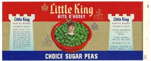 Original LITTLE KING choice sugar peas can label Rogers Canning Milton OR - Picture 1 of 2