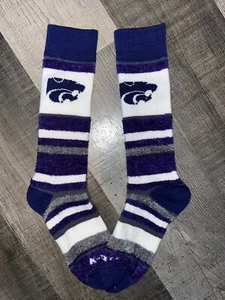 KANSAS STATE WILDCATS COLLEGE TEAM PURPLE WOMENS SOFT COMFY FUZZY CREW SOCKS - Picture 1 of 1