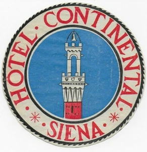 ETIQUETTE BAGAGE-LUGGAGE LABEL~HOTEL CONTINENTAL~SIENA~ITALY-ITALIE~~ - Foto 1 di 2