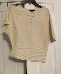 Banana Republic asymmetrical ribbed short sleeved, cropped sweater, size XS - Picture 1 of 7