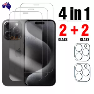 2X Tempered Glass Screen Protector For iPhone 16 15 14 13 12 11 Pro Max PLUS XR - Picture 1 of 11