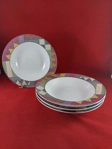 STUDIO NOVA PALM DESERT Y2216 THAILAND 4 RIM SOUP PLATES 8 1/ 4" ROUND BEAUTIFUL - Picture 1 of 7