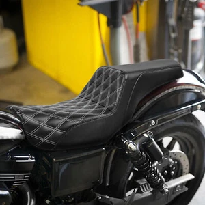White Stitching Driver Passenger Seat Fit For Harley Dyna Street Bob 2006-2017 - Bild 1 von 11