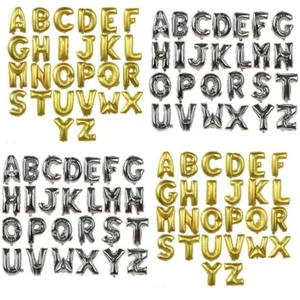 Gold & Silver 16" Alphabet A-Z Letter Number Foil Balloons NAME PARTY WEDDING - Picture 1 of 3