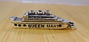 Sterling Silver 3D 27x7mm Cruise Ship says Queen Mary Charm - Picture 1 of 5