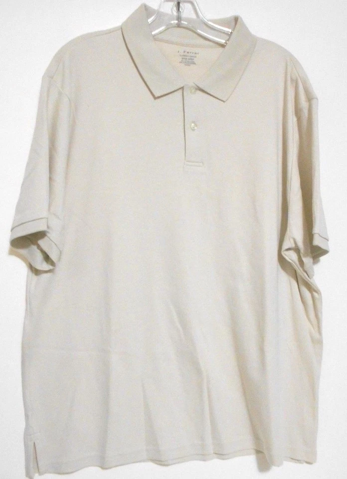  J. Ferrar Mens XL Beige Pima Cotton Polo Shirt Top Pickle Ball Tennis Golf  - Image 1 of 4