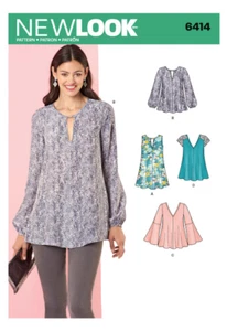 New Look Schnittmuster 6414 ungeschnitten leicht Pullover Tops Swing Shirt Damen 8-20 - Bild 1 von 2