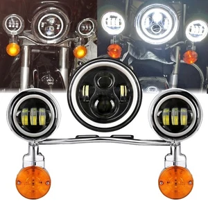 For Harley Road King Heritage Softail 7" LED Headlight + 4.5" LED Passing Lights - Picture 1 of 10