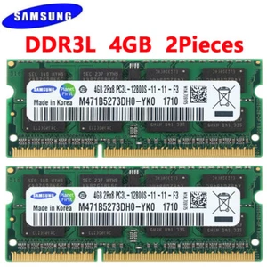 SAMSUNG DDR3L 8GB 2x4GB 1600MHz PC3L-12800S SO-DIMM Laptop Memory 1.35V 204Pins - Picture 1 of 10