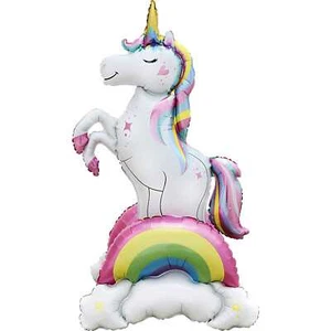 Standing Airz Rainbow Magical Unicorn Party Air Fill Stand Up Foil Balloon 94cm - Picture 1 of 3