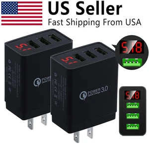 2PACK 3 Port Fast Quick QC 3.0 USB Hub Wall Charger Power Charge Adapter US Plug - Picture 1 of 12