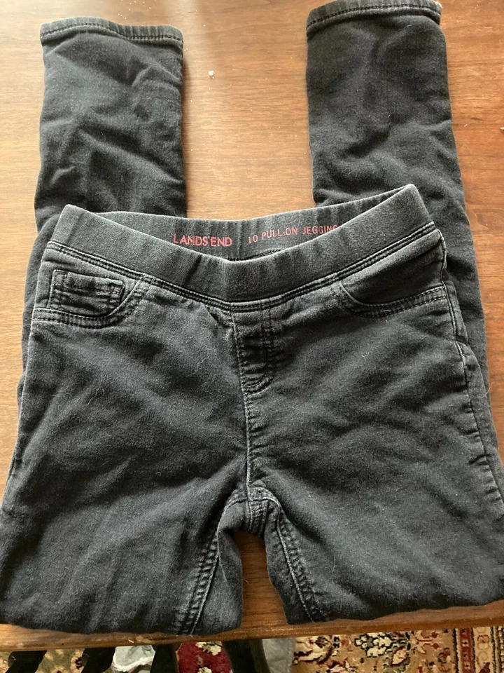 Jeggings negros Land’s End para niñas talla 10 cintura elástica Foto 1 de 1