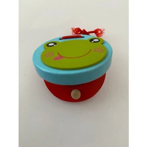 Wooden Castanet Castinet Finger Musical Percussion School Kids Toy Cartoon Frog - Picture 1 of 7