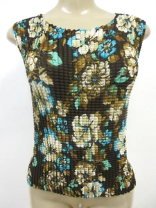 Top sin mangas Notations arrugado multicolor floral elástico adornado NUEVO - Imagen 1 de 4