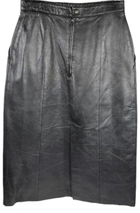 Gonna vintage Fiocchi donna taglia vita 26" pelle italiana midi foderata con spacco  - Foto 1 di 5