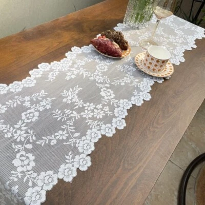 Floral Lace Table Runner Tablecloth Furniture Cover Decor for Party Wedding - Image 1 of 4