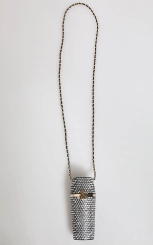 Collana CHANEL Lip Case Tubo Oro Cristallo Trasparente Catena Made in Italy 76 cm