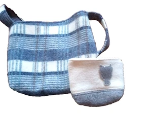 Handmade Felt Bags Lot of 2 Gray & blue shoulder bag, long handle zip closure - Picture 1 of 8