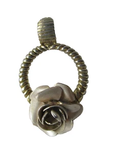 Vintage Rose Silver/Gold Tone 1.25" Pendant - Picture 1 of 5