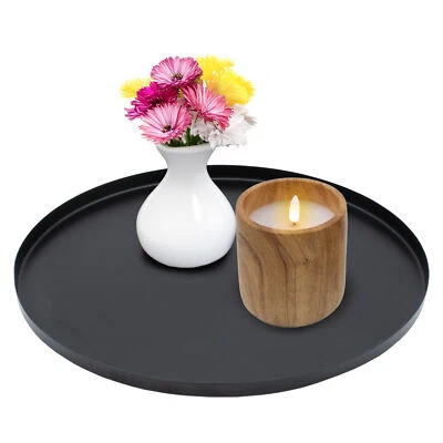 Deko Metall Tablett schwarz - 30 cm - Kerzen Teller Geschenk Obst Servier Schale - Bild 1 von 4