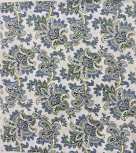 CHARMING Vintage 1940s feed sack fabric piece 9x10" blue & green paisley print - Picture 1 of 3
