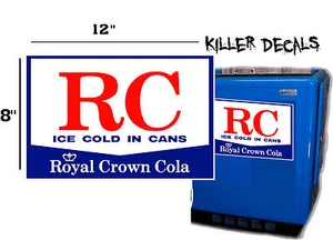 (RC-6) 12" BLANCO ESTILO B RC ROYAL CROWN COLA CALCOMANÍAS ENFRIADORES SODA POP MACHINE - Imagen 1 de 1