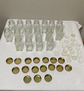 17 tarros de especias de vidrio transparente para productos alimenticios de cristal, tapa de cobre. - Imagen 1 de 4