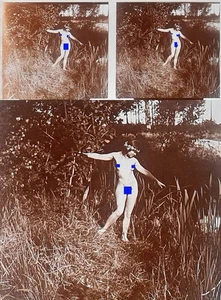 PHOTO STEREO  sur verre NU FEMININ 1900 - 1920  risque sexy nude lesbian / 753 - Imagen 1 de 1