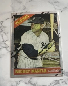 1996 Topps Chrome REFRACTOR Mickey Mantle w/Coating Film 1966 REPRINT #16 #50 - Picture 1 of 2