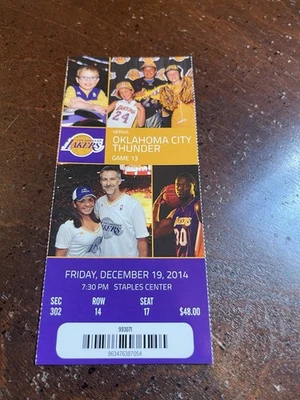 December 19, 2014 Thunder At Lakers Ticket — Russell Westbrook Double Double - Image 1 of 2
