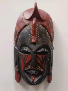 Afrikanische Handarbeitsmaske Holz geschnitzt und handbemalt - Bastelstück... - Bild 1 von 7