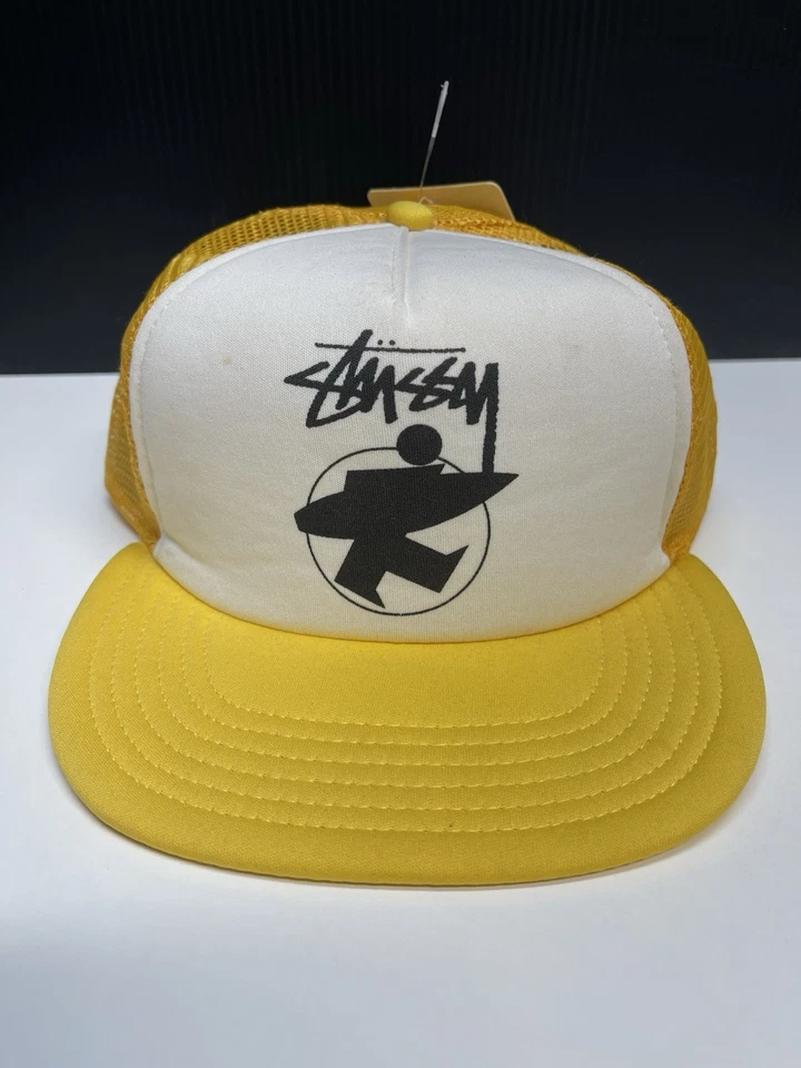 Vintage Stussy Trucker Snap Back Surf Yellow/white With Tags *See Photos* - Image 1 of 4