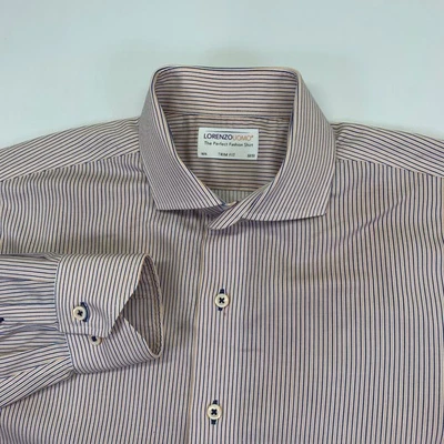 Lorenzo Uomo Mens Dress Shirt 16 1/2 Trim Fit 32/33 Striped Long Sleeve Cotton - Image 1 of 4