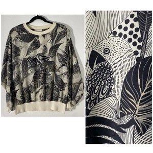 Vtg Shapely Blouse Parrot Tropical Floral Blouse Top Shoulder Pads XL XXL USA - Picture 1 of 13